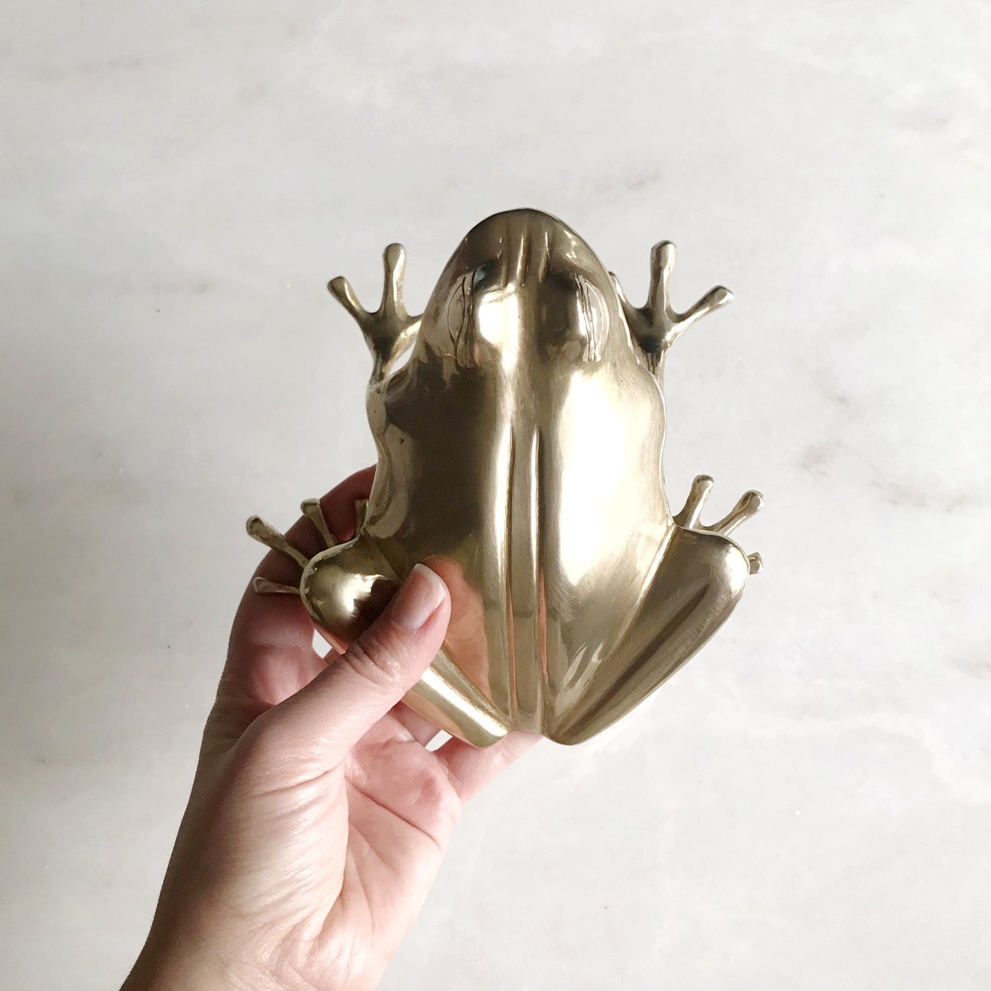 XL Vintage Brass Frog