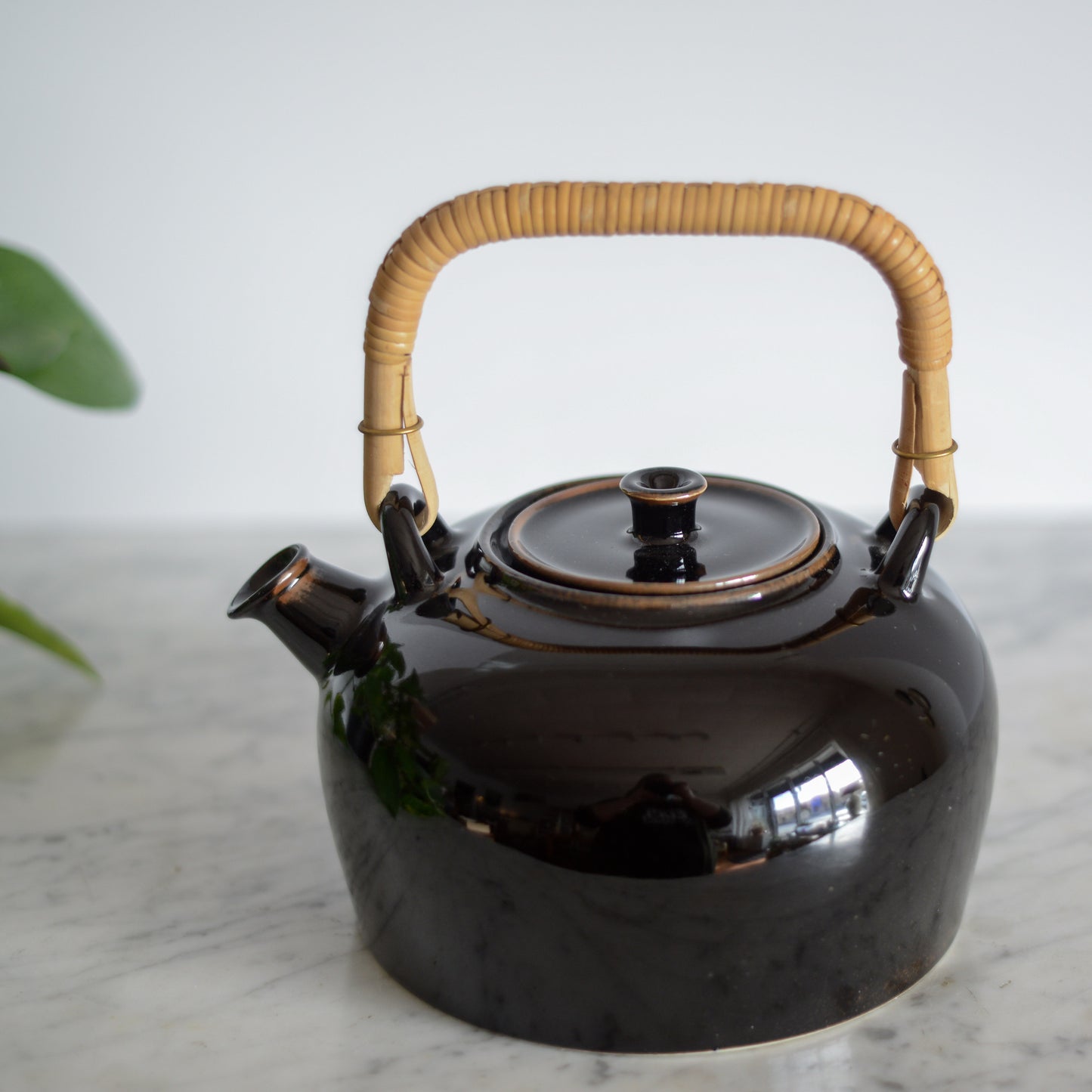 Vintage Black Ceramic Teapot by Dansk