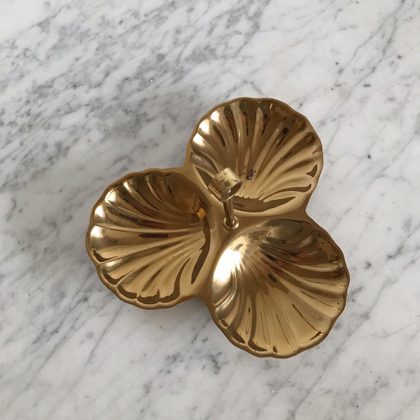 Vintage Gold Triple Shell Dish / Caddy