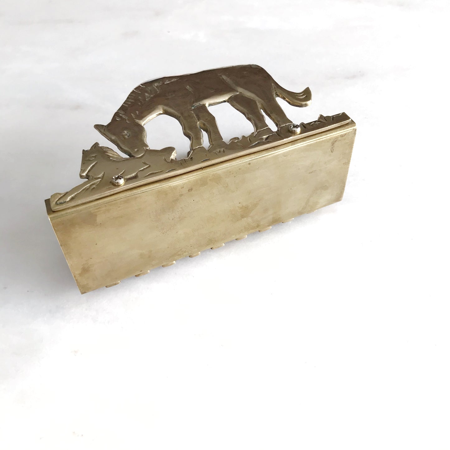 Vintage Brass Horse Letter Holder