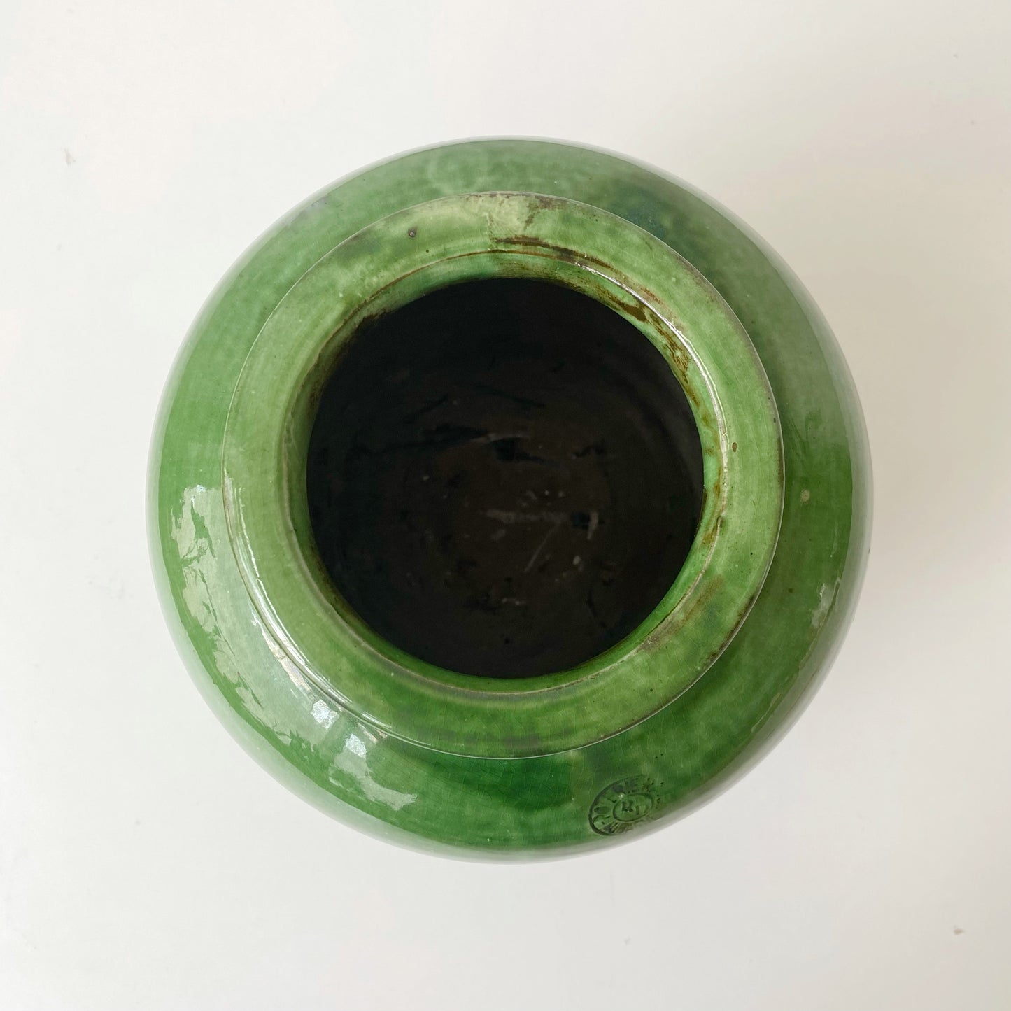 Vintage French Green Clay Vessel