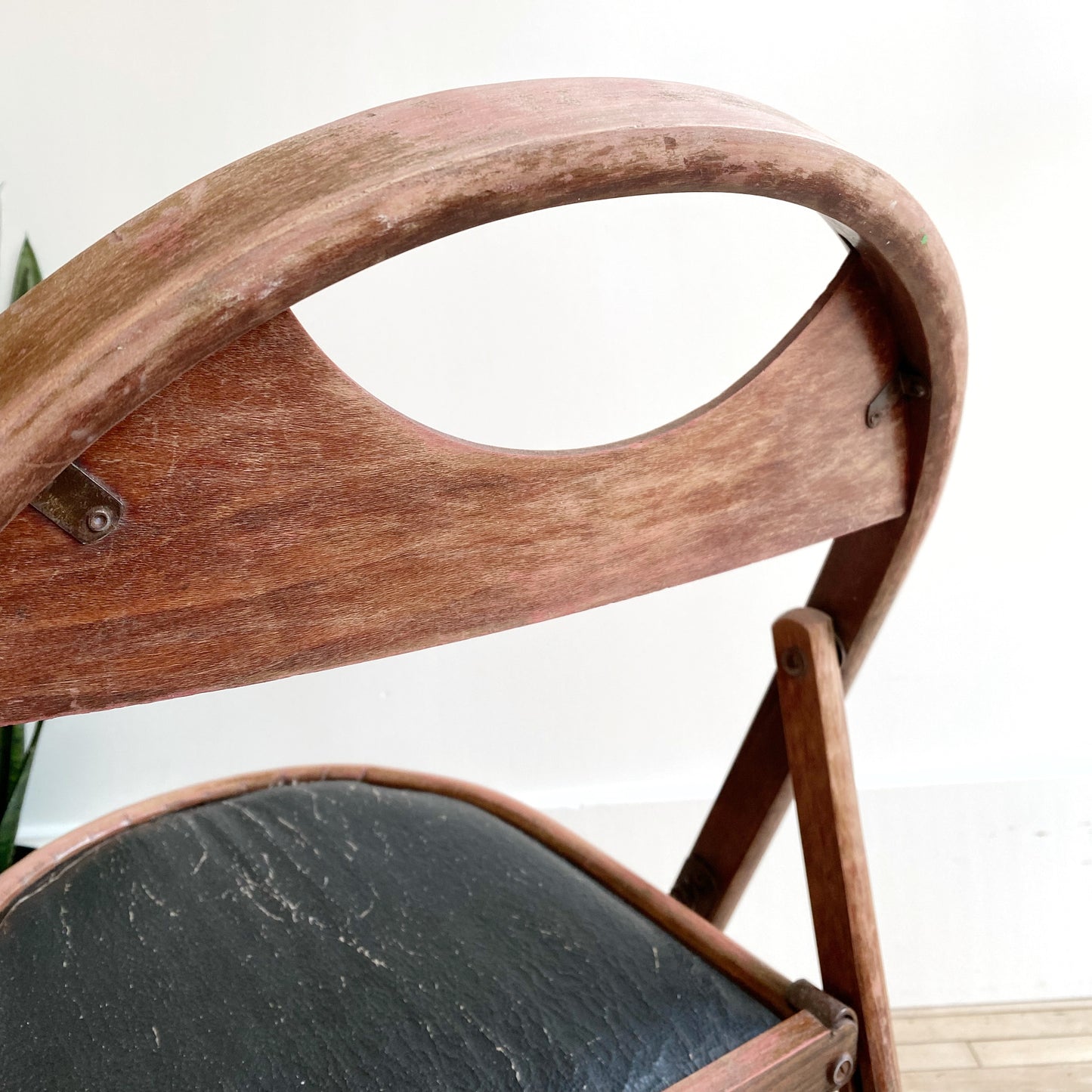 Vintage 1930’s Folding Chair with Black Seat