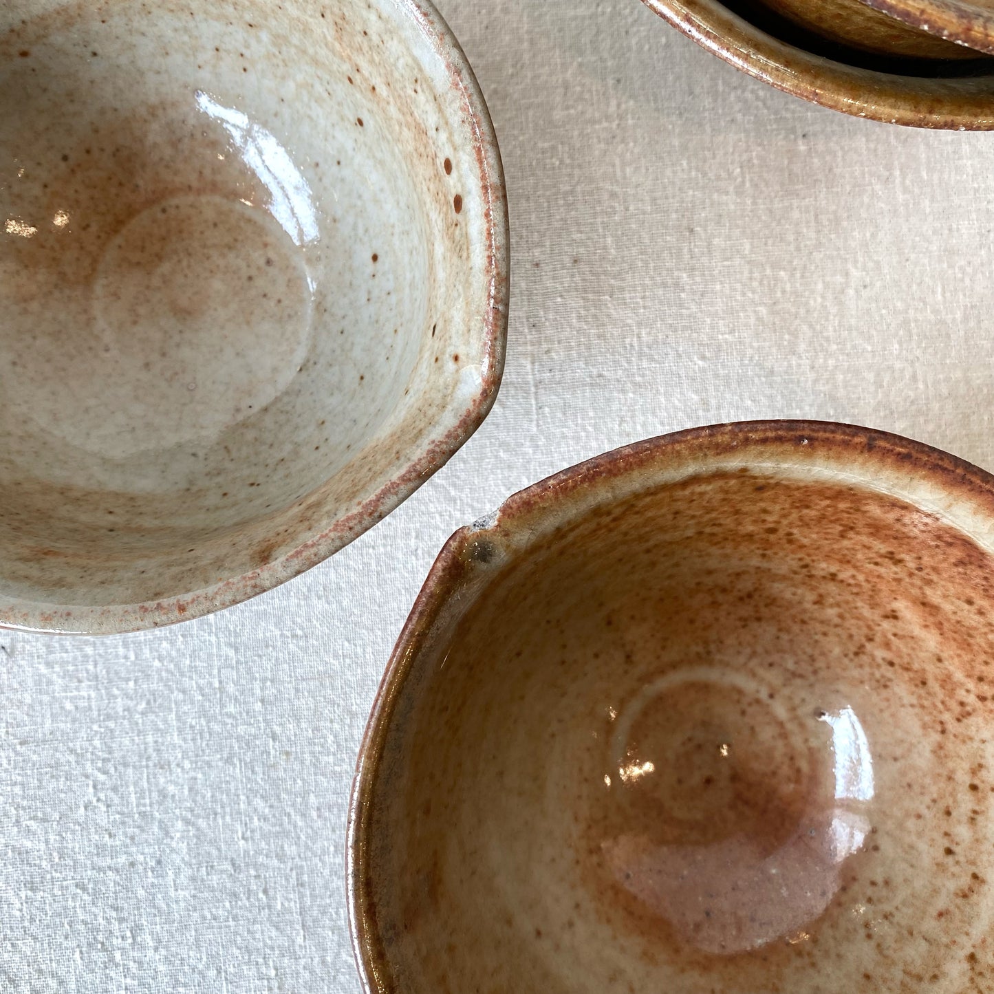 Set of 4 Vintage Wabi Sabi Stoneware Bowls