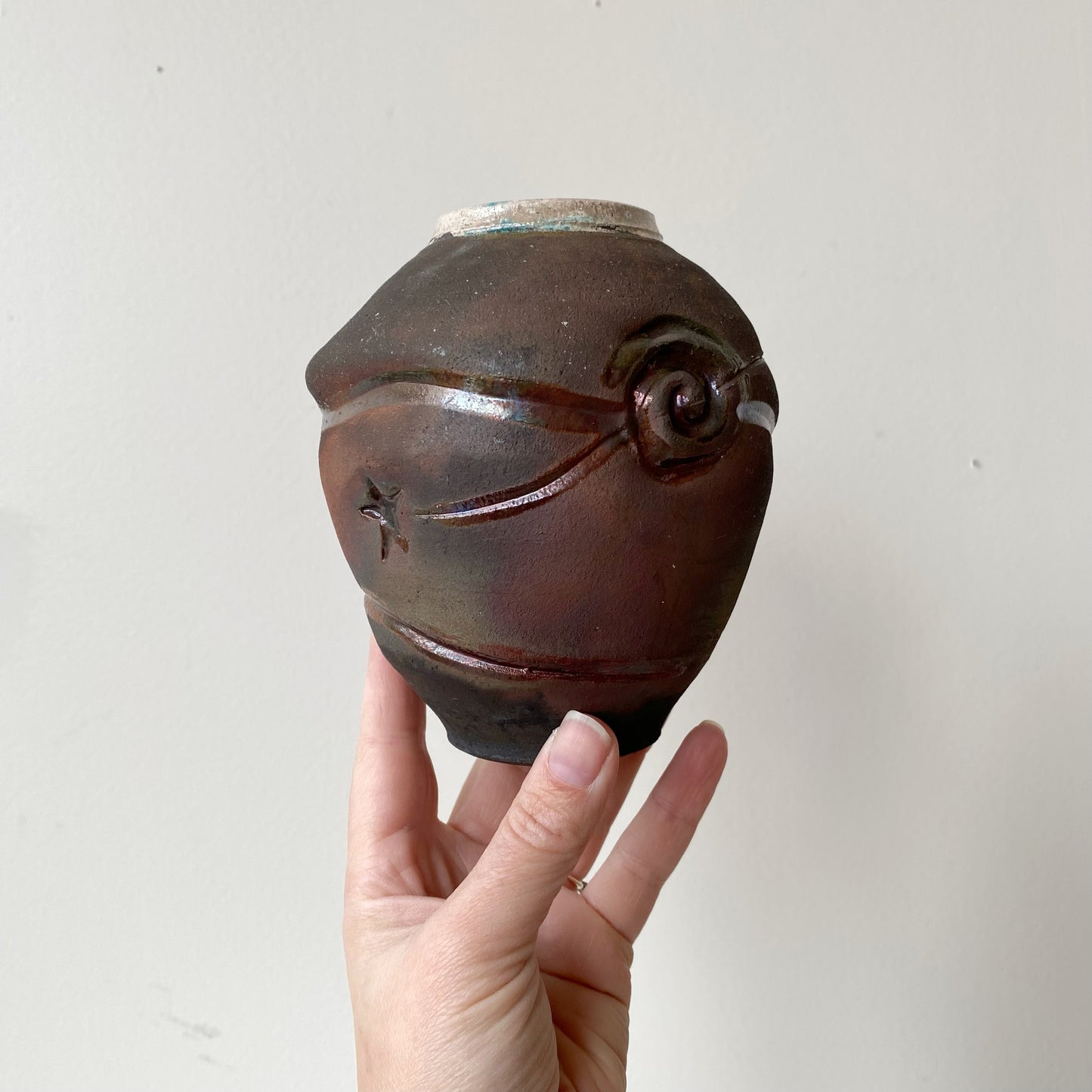 Vintage Raku Art Pottery Vase