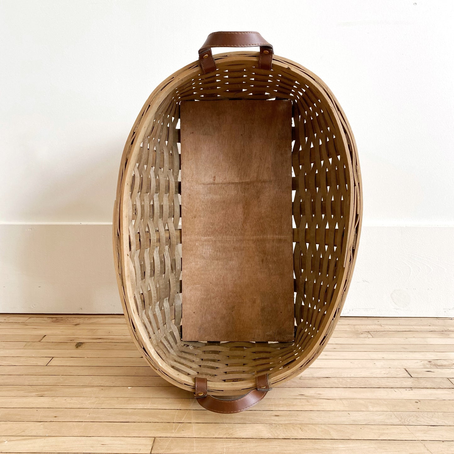 XL Vintage Woven Basket with Handles
