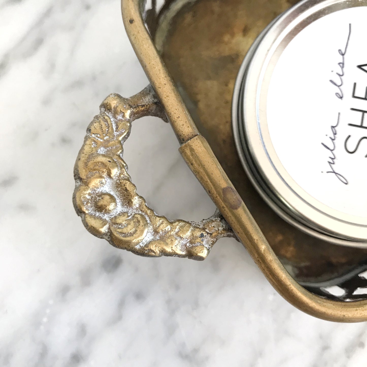 Small Vintage Brass Tray w/ Cutout Rim