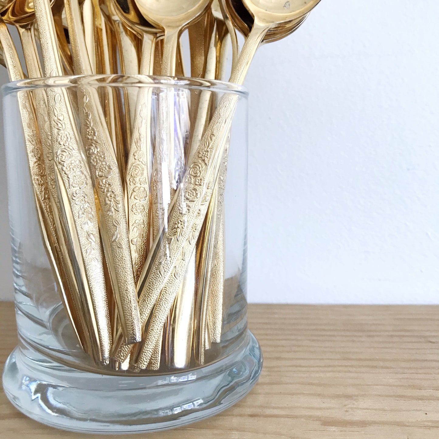 Vintage Gold Flatware, Floral Pattern, 28-piece