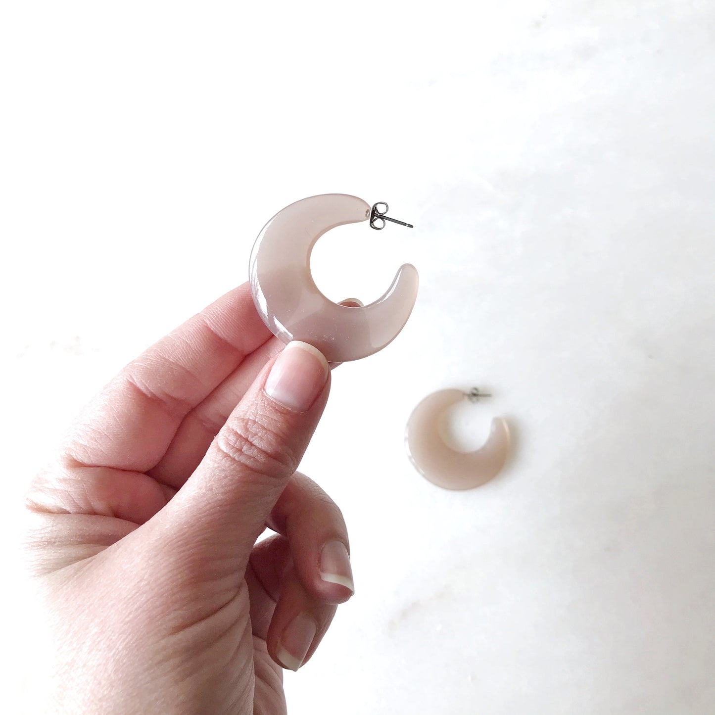 Minimal Acrylic Hoop Earrings, Dusty Pink