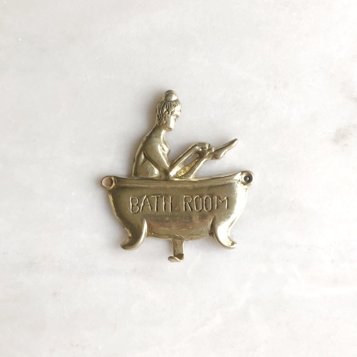 Vintage Brass “BATH ROOM” Wall Hook