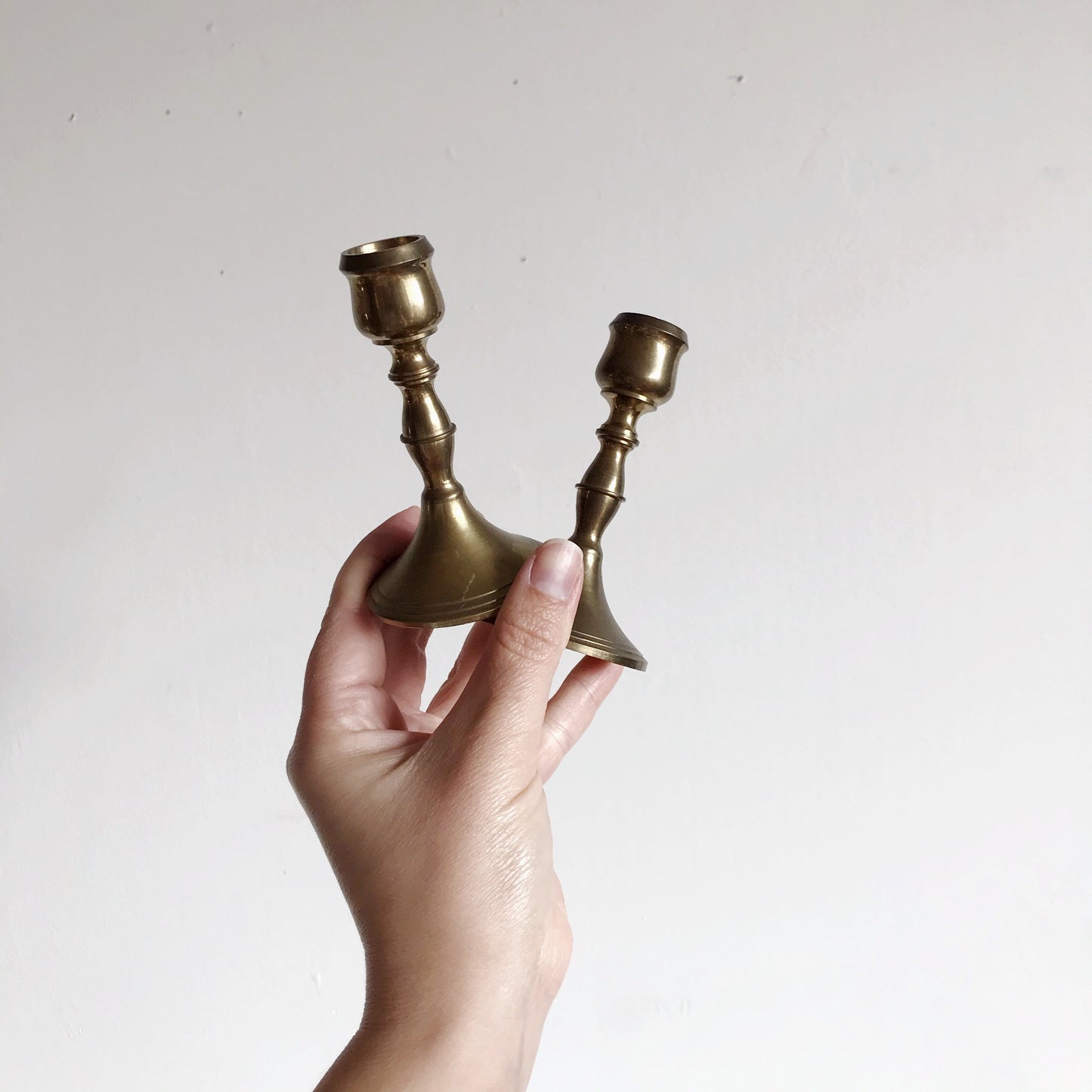 Pair Vintage Brass Candlestick Holders