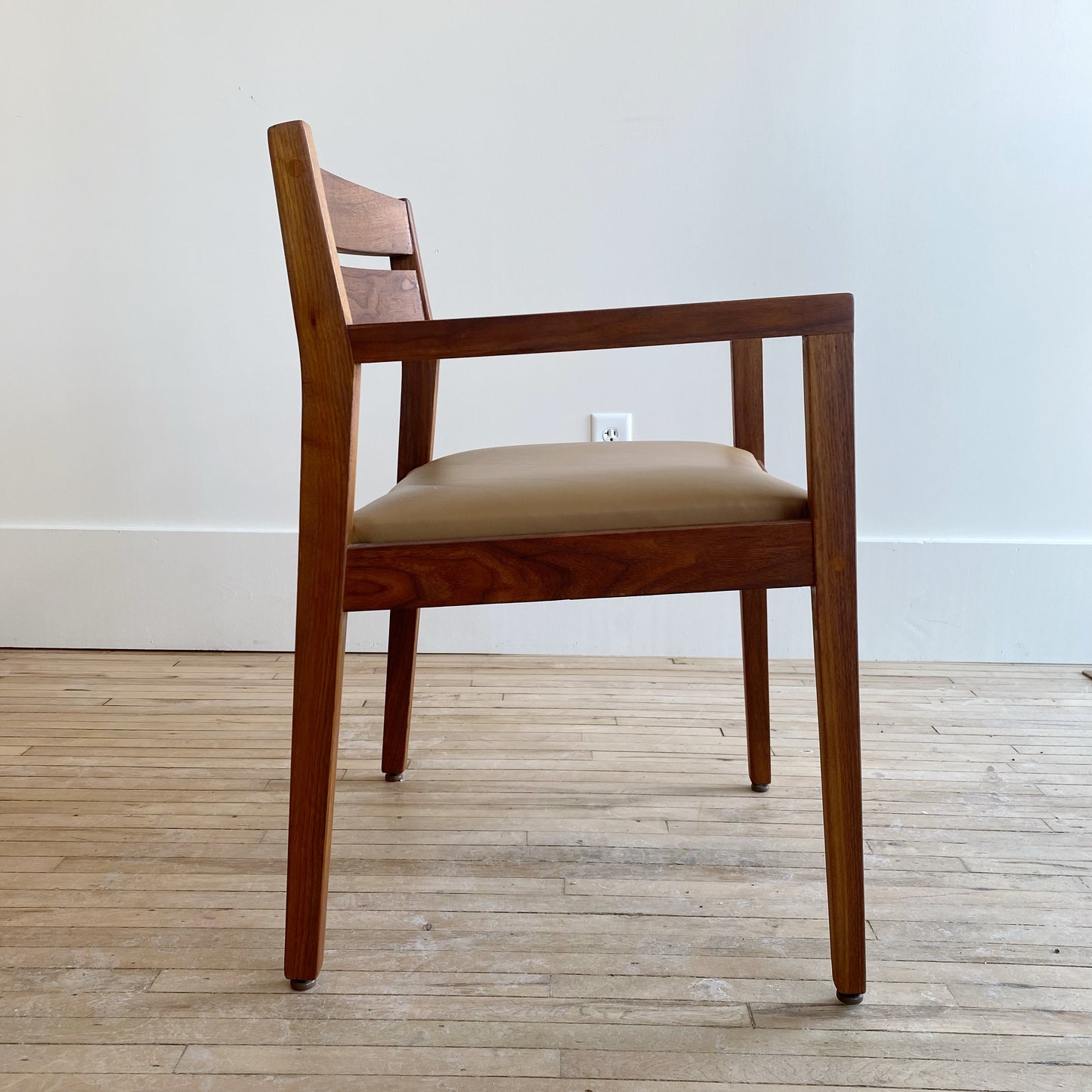MCM Walnut Chair with Leather Seat
