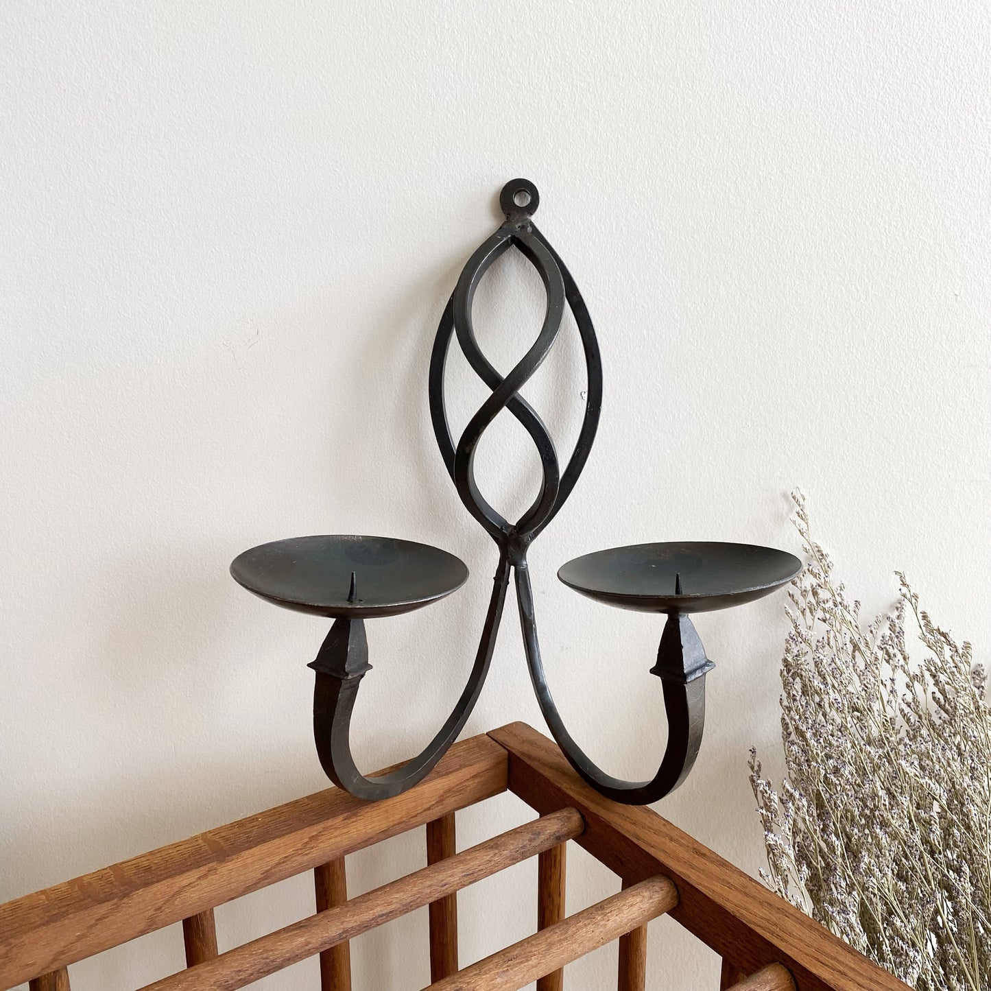 Vintage Twisted Iron Double Candle Sconce