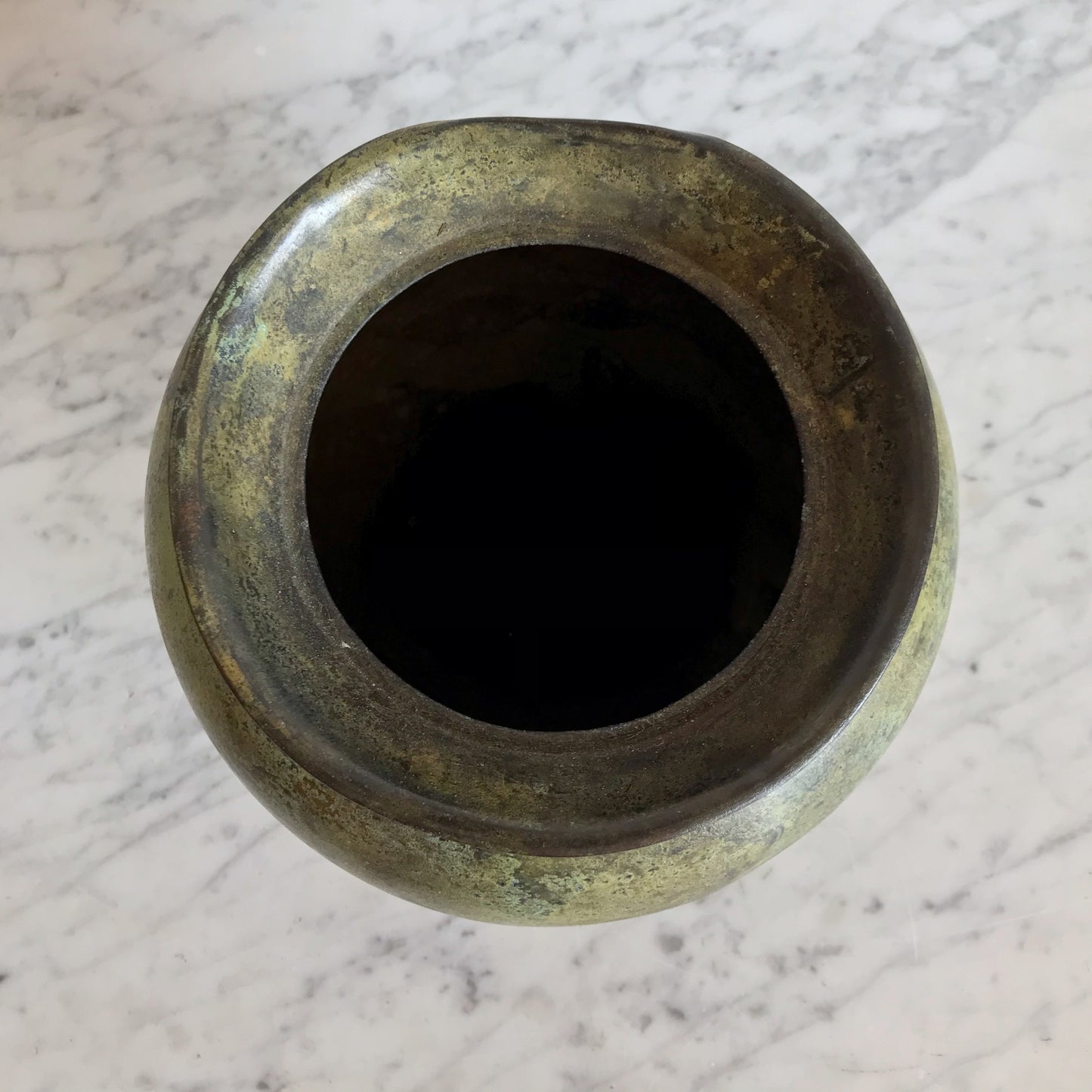 Large Found Metal Vase with Patina