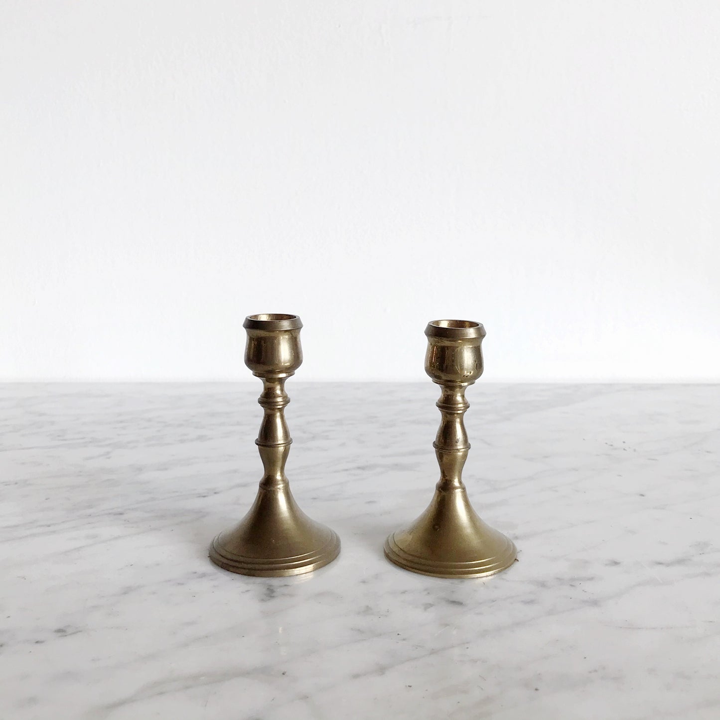 Pair Vintage Brass Candlestick Holders
