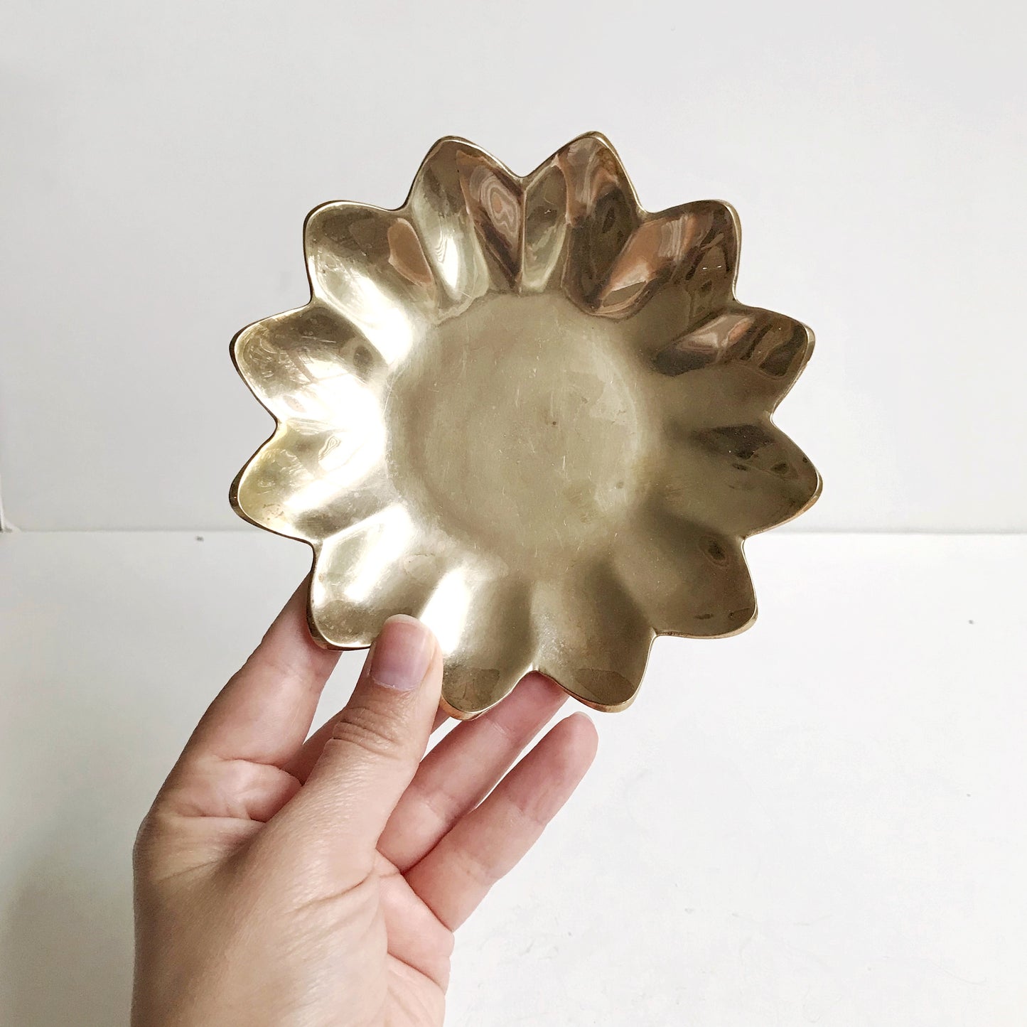 Vintage Solid Brass Flower Dish