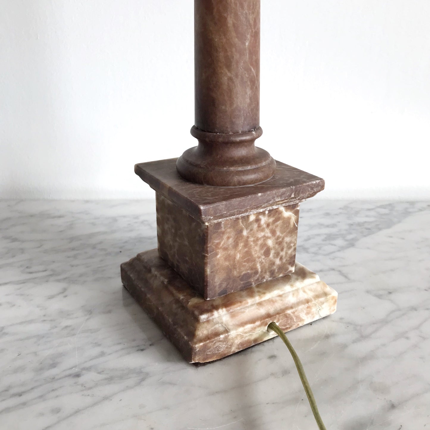 Vintage Slender Alabaster Column Table Lamp, Italy
