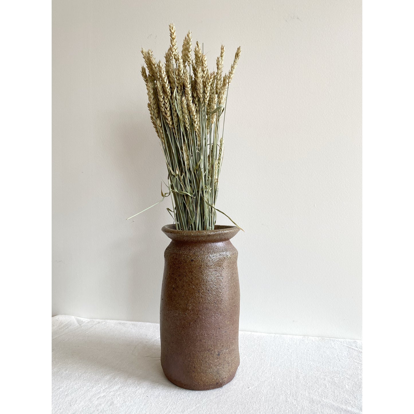 XL Vintage Textured Stoneware Vase, 11.25”