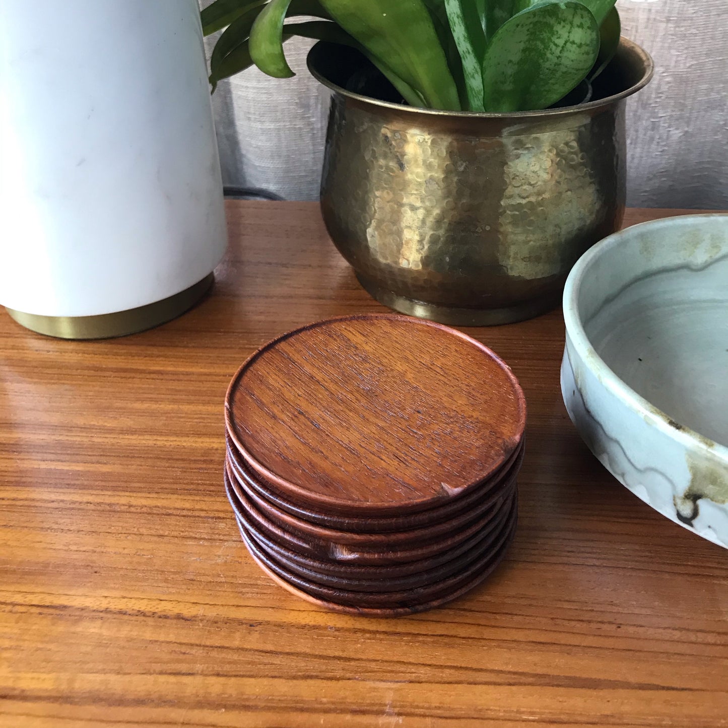 Set of 8 Teak Coasters, Frantz M Danmark