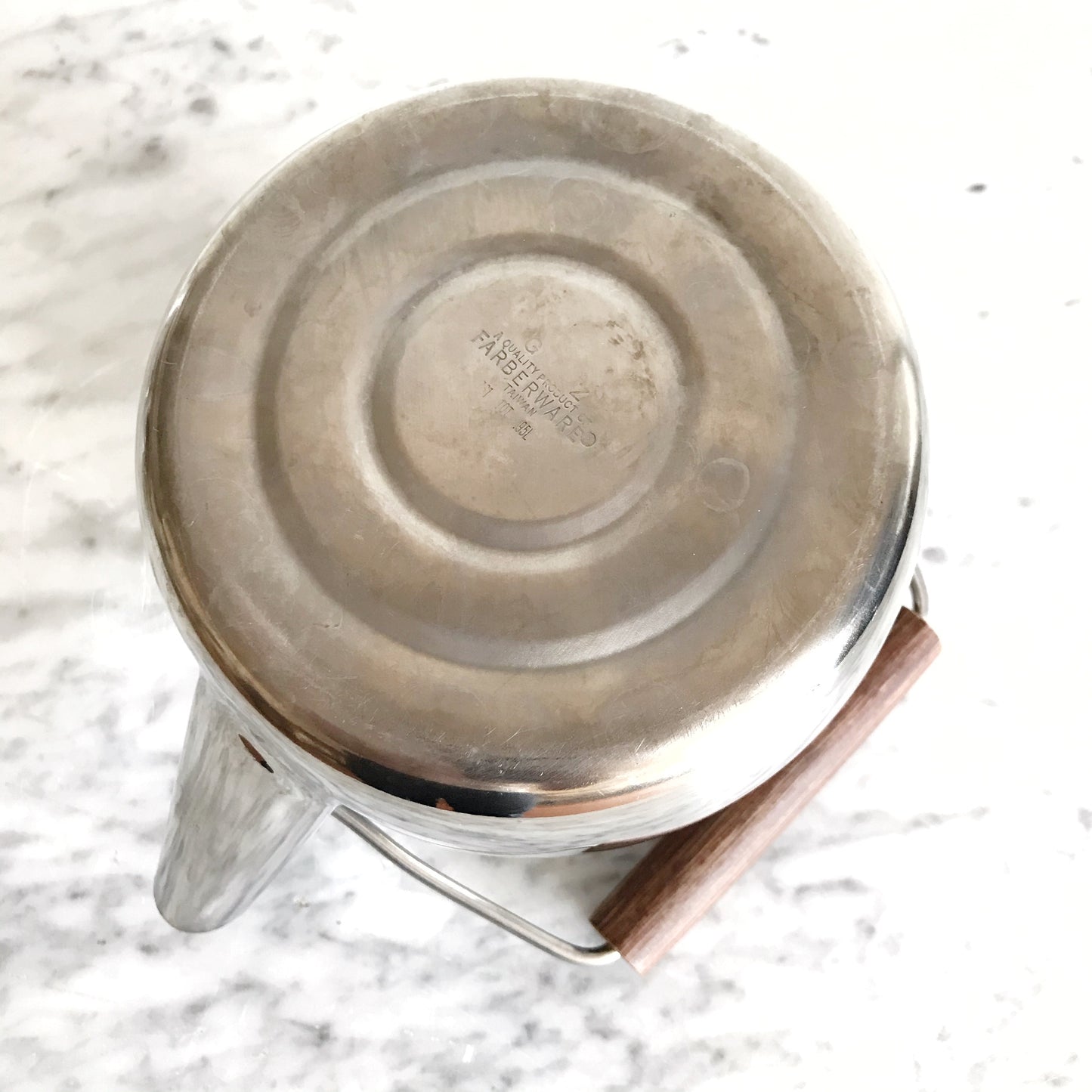 Vintage Stainless Modern Kettle, Rosewood Handles