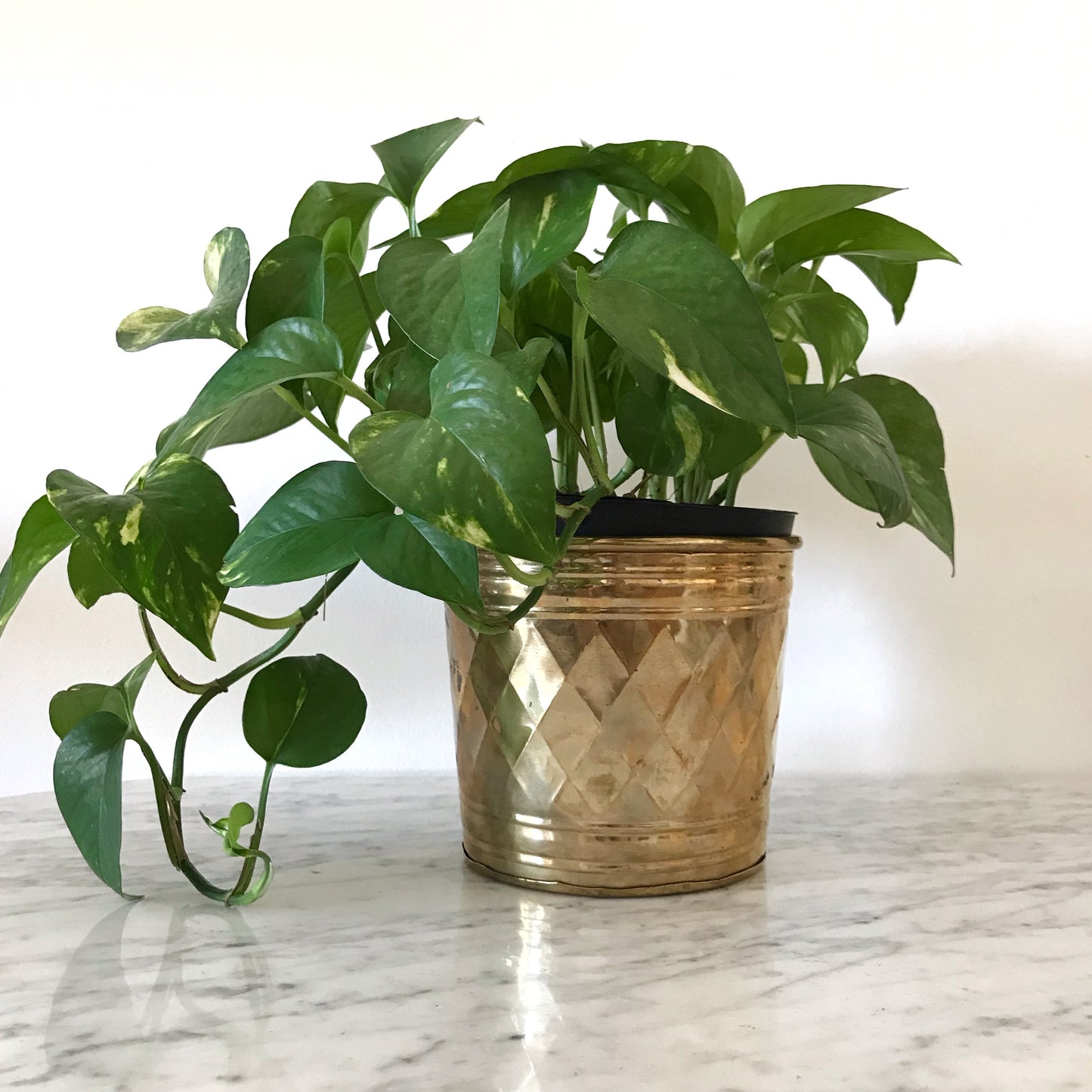 Vintage Brass Planter, Diamond