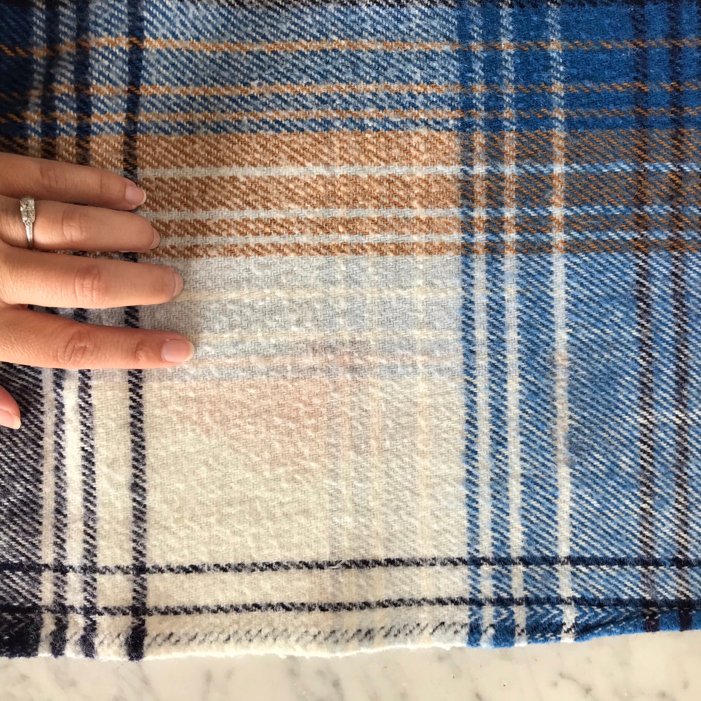 Vintage Blue Plaid Throw Blanket