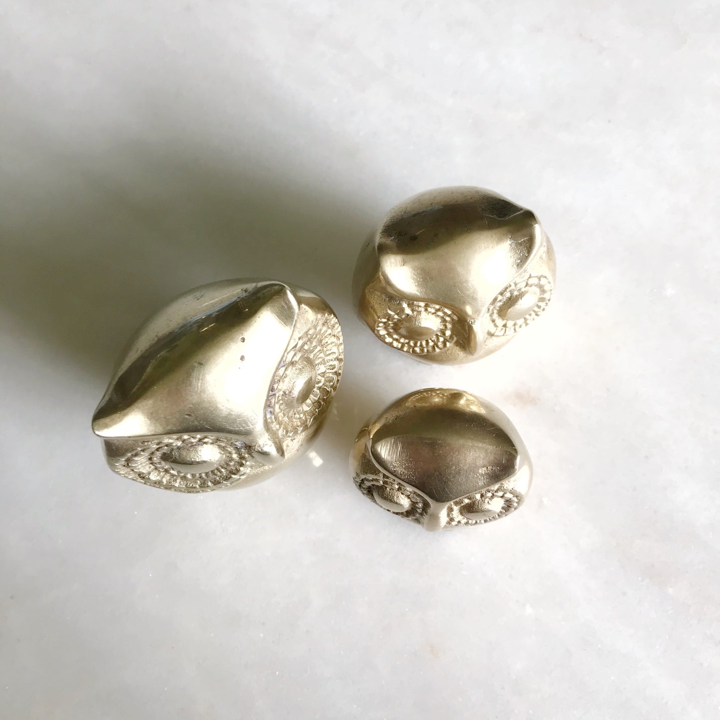Vintage Brass Owl Family Trio
