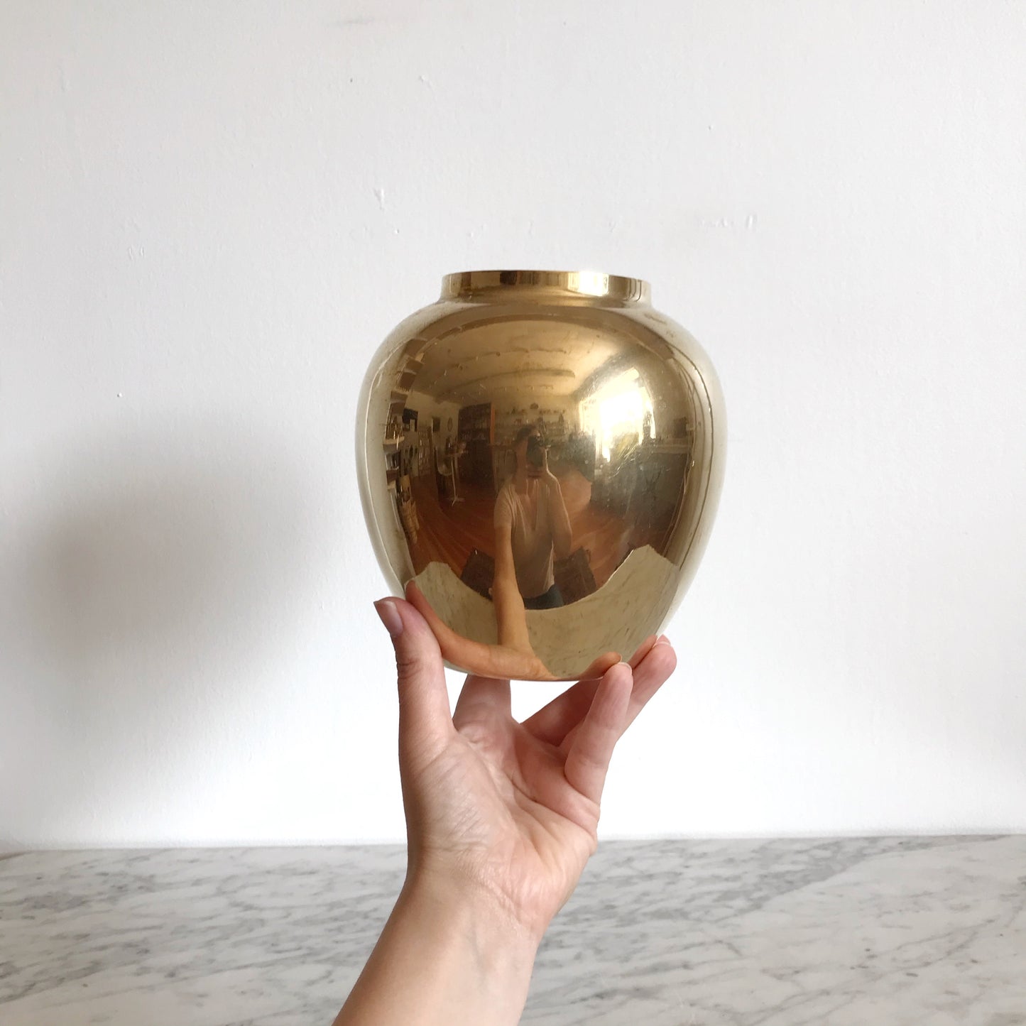 Large Minimalist Vintage Brass Vase