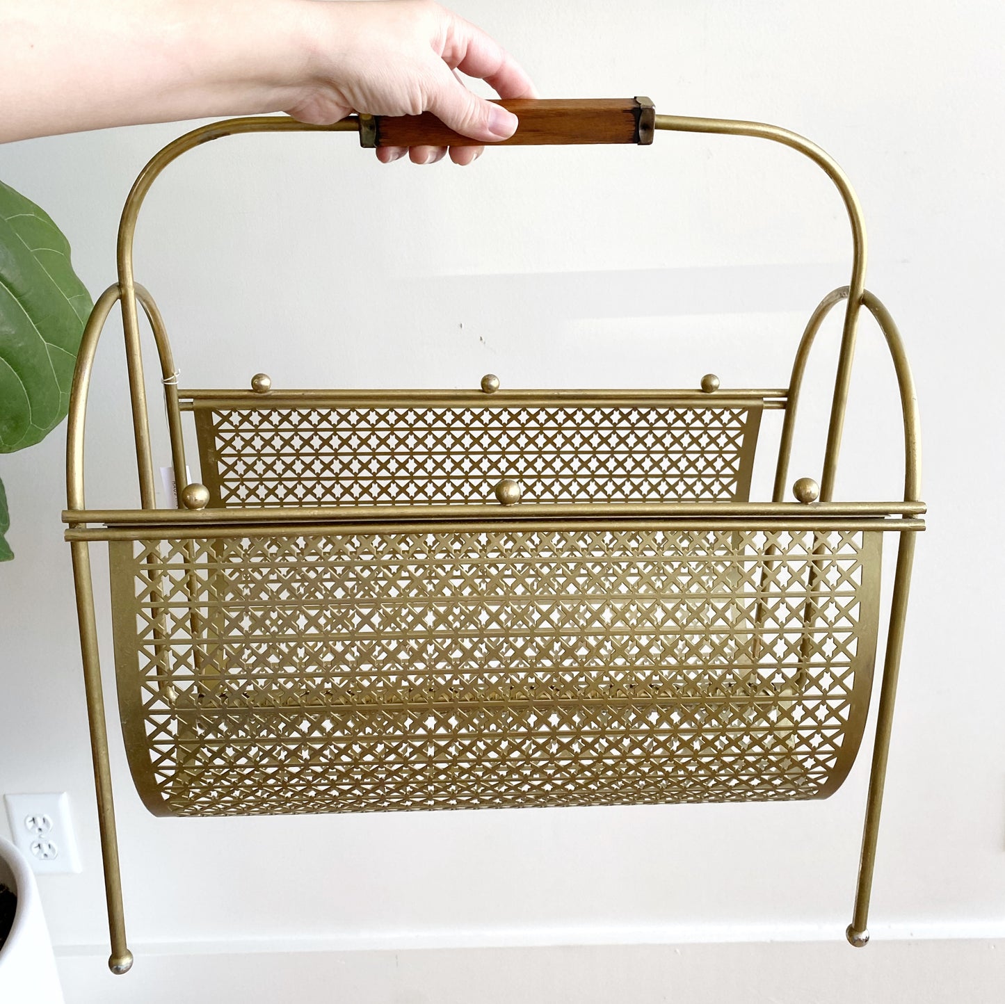 Vintage MCM Wire Mesh Magazine Holder