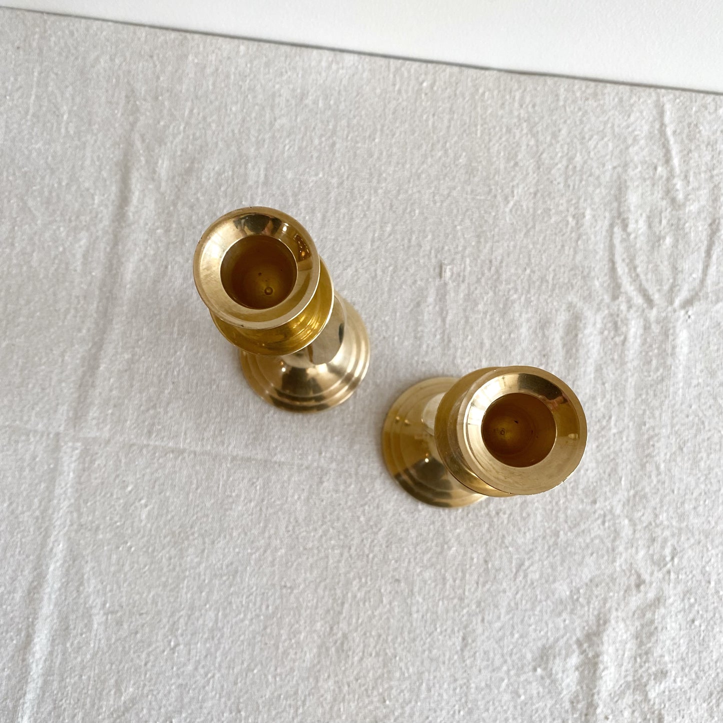 Pair of Mid-Century Spiral Brass Candle Holders