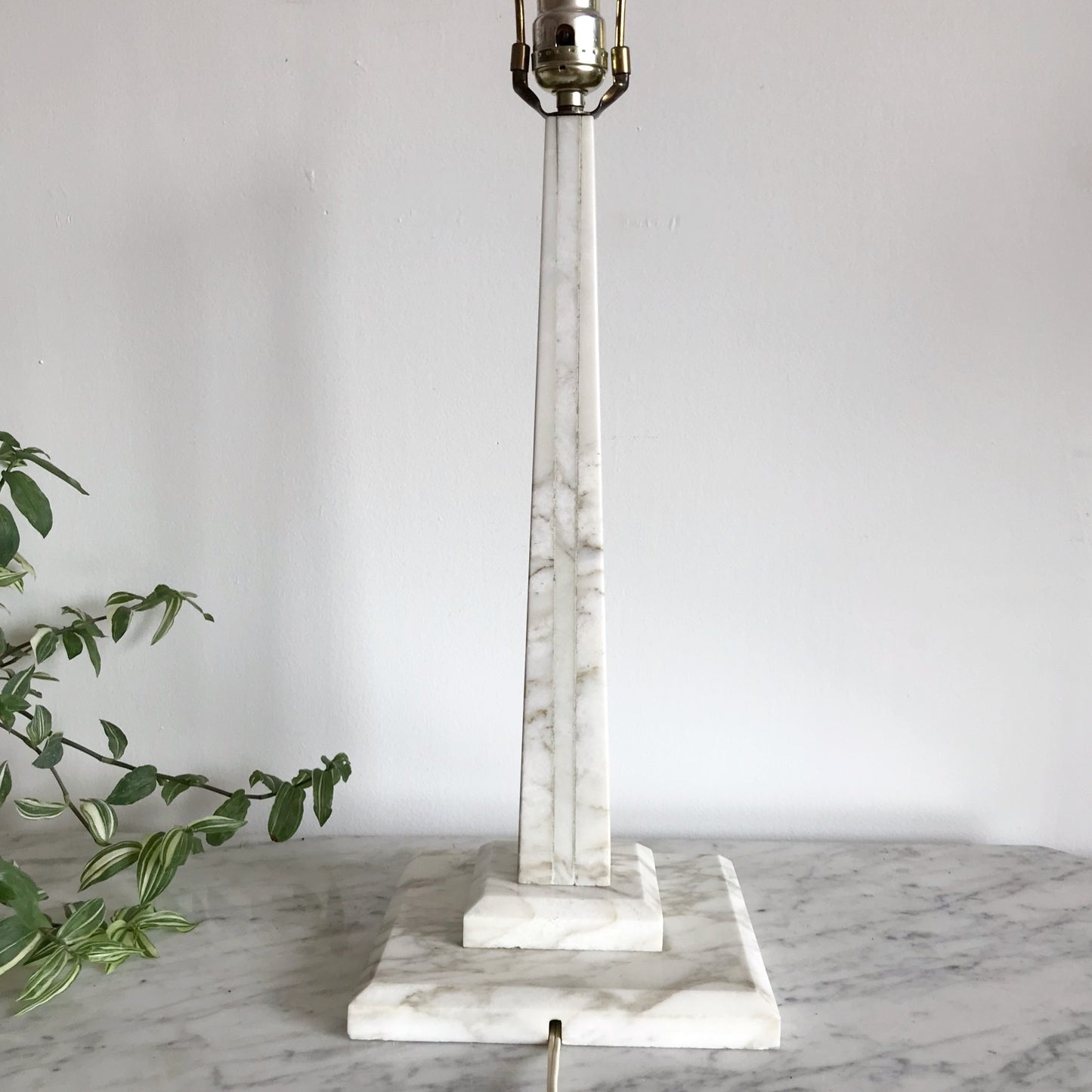 Mid-Century Solid Marble Obelisk Lamp