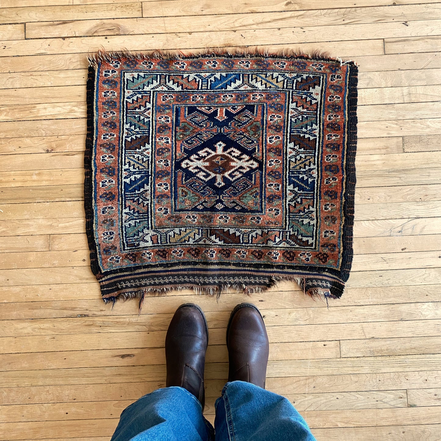 Antique Persian Hand-knotted Rug Mat / Textile