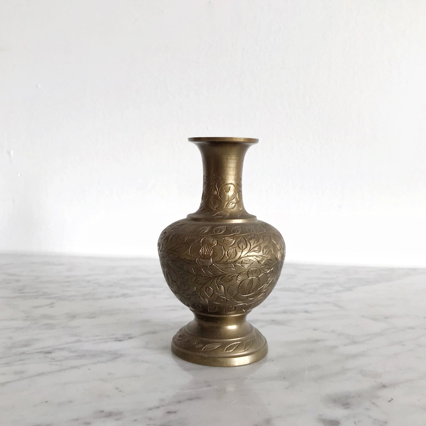 Vintage Etched Brass Vase