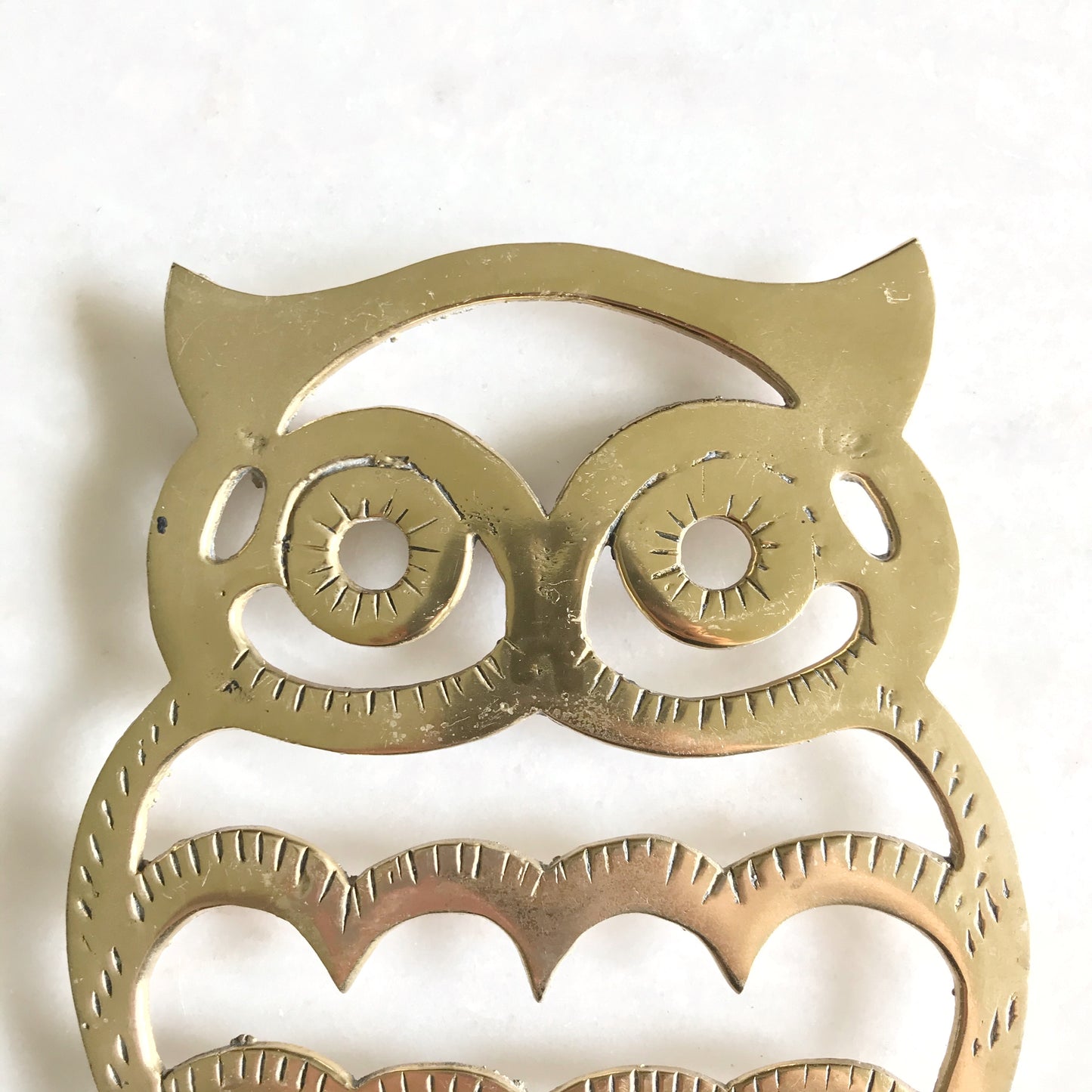 Vintage Brass Owl Trivet