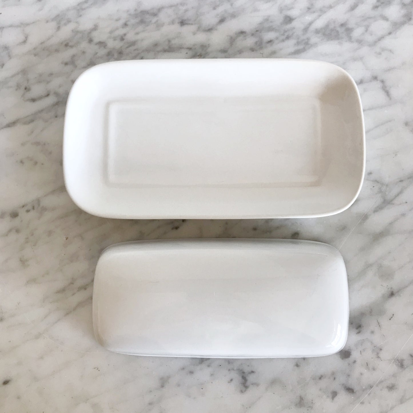 Covered White Ceramic Butter Dish