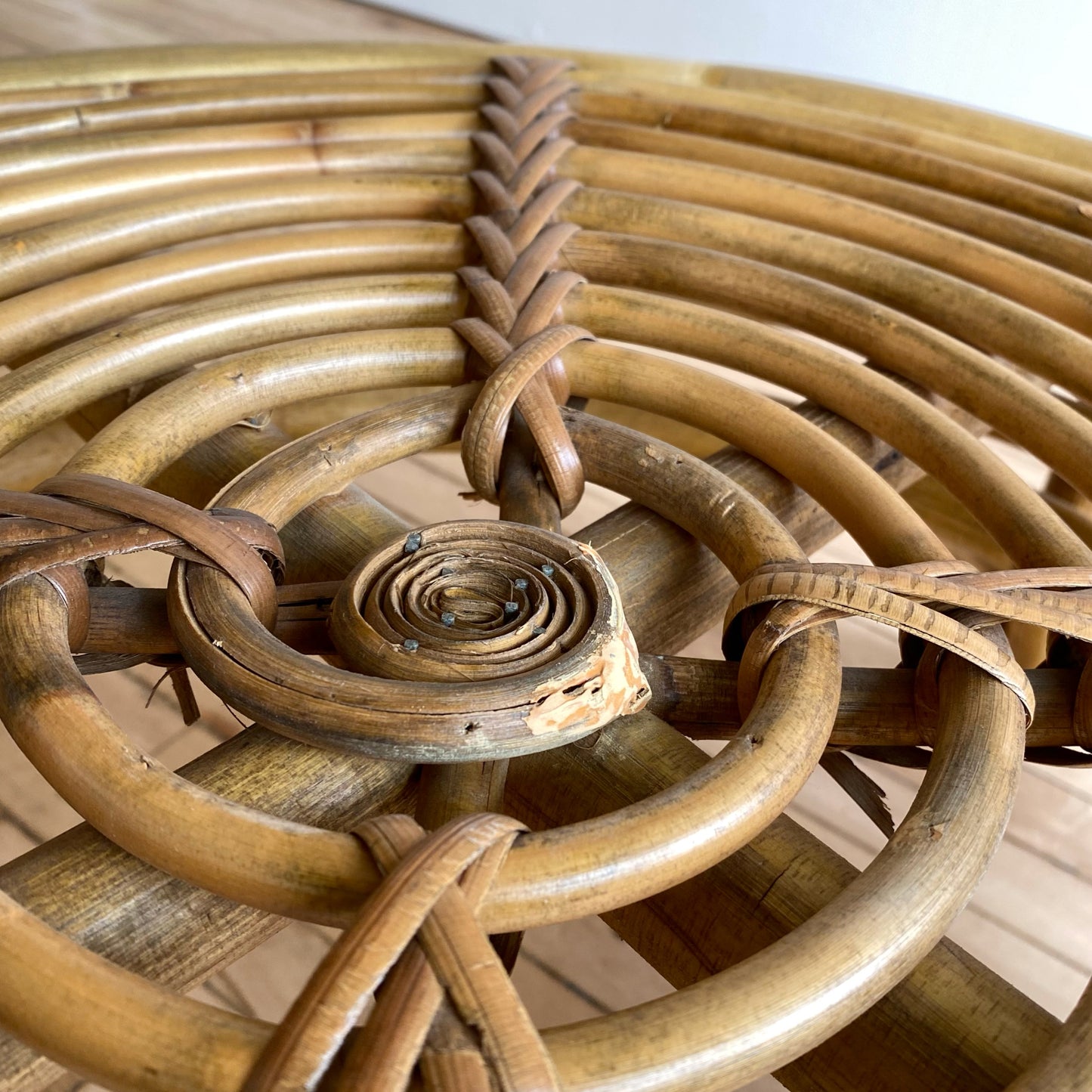 Vintage Rattan & Glass Coffee Table