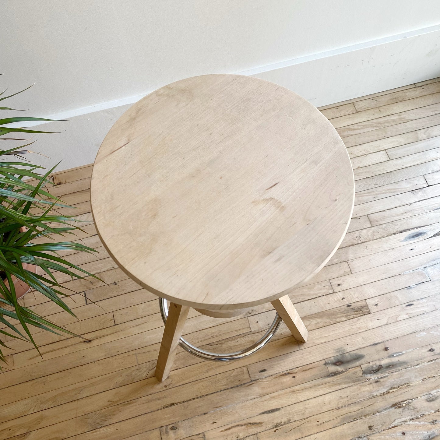 Natural Wood Stool, Adjustable Height