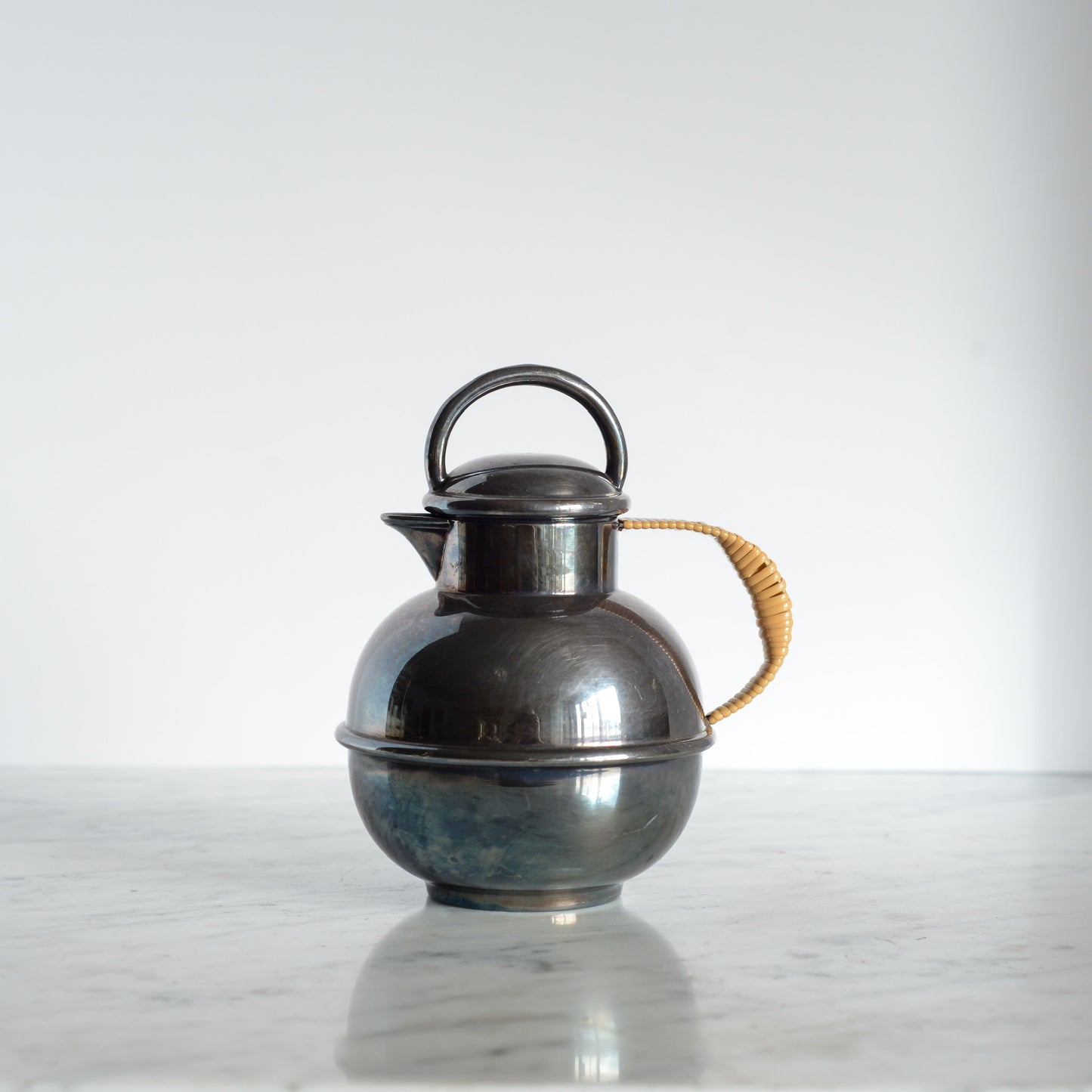 Vintage Silver Teapot with Wrapped Handle