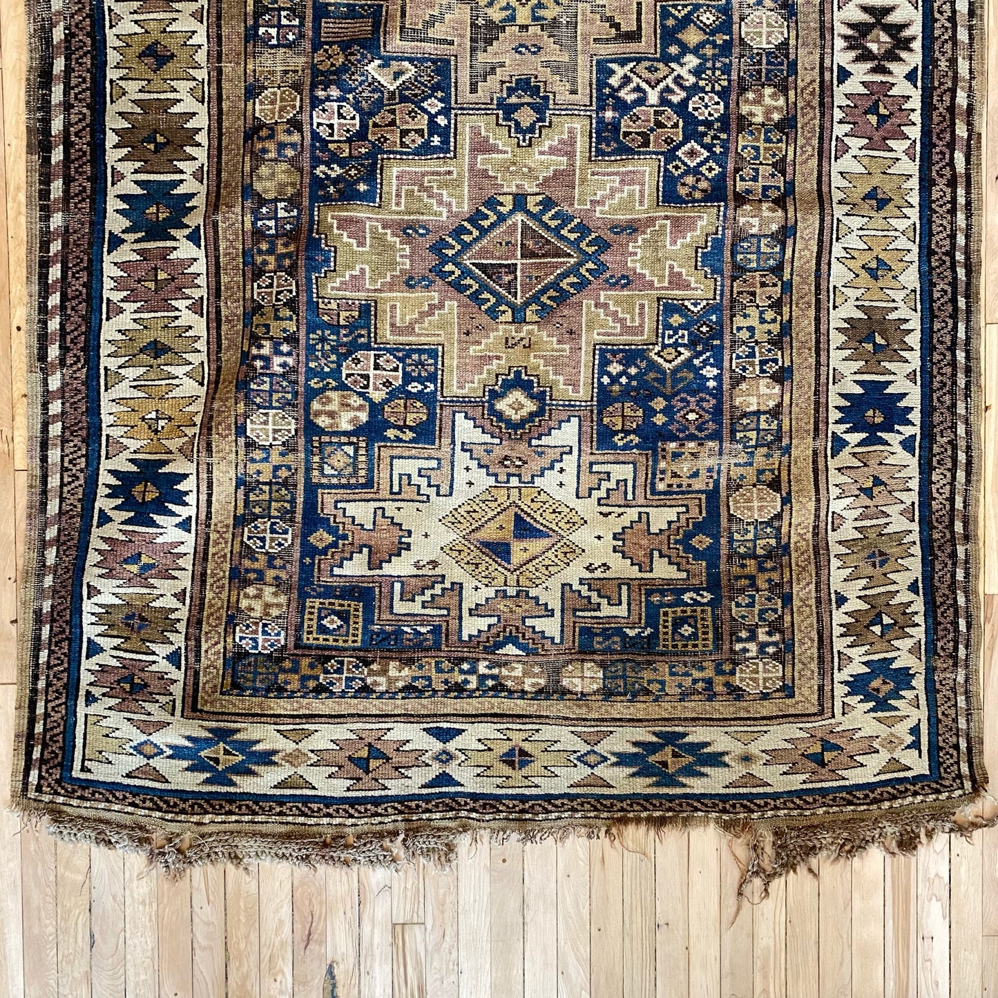 "CARRINGTON" Antique Hand-knotted Wool Runner Rug (8’6” x 3’8”)