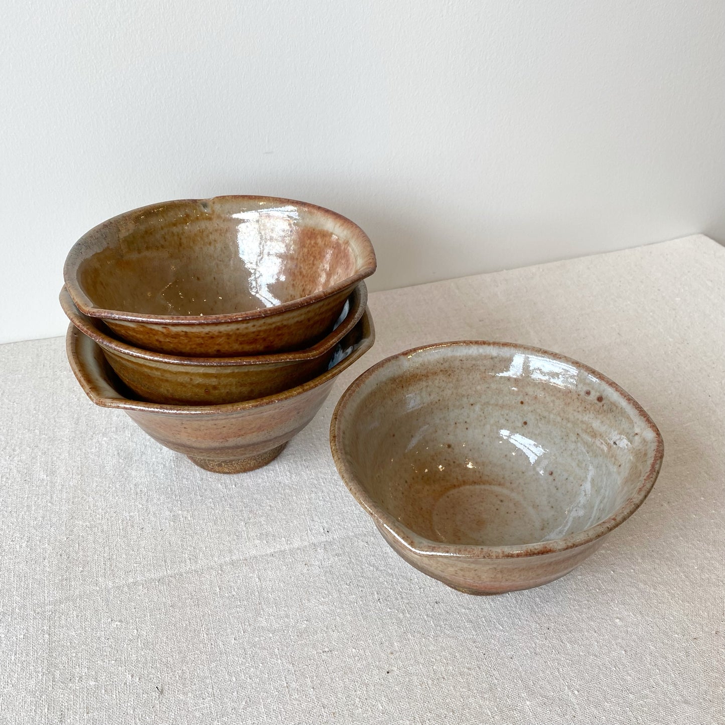 Set of 4 Vintage Wabi Sabi Stoneware Bowls