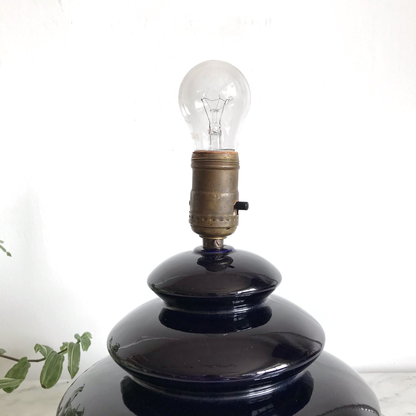 Sculptural Mid-Century Ceramic Lamp, Midnight Blue