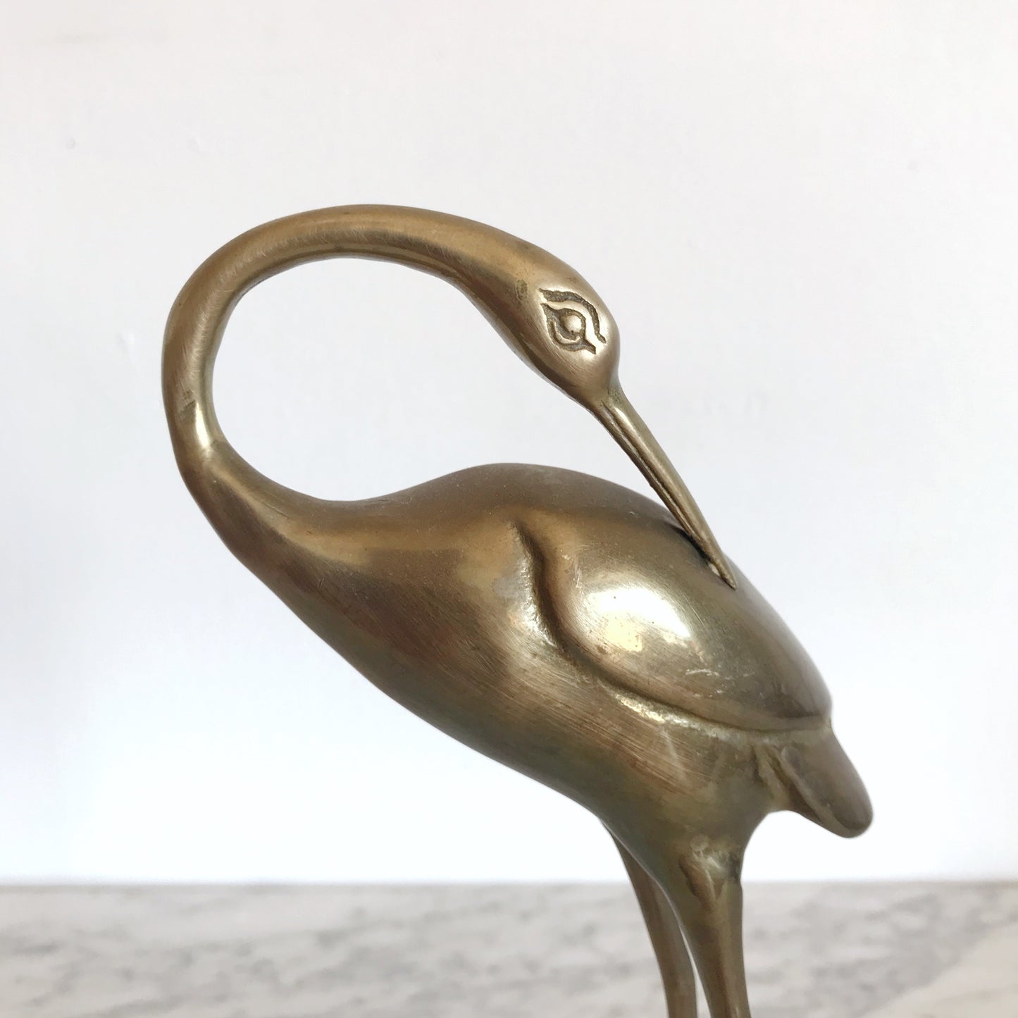 Tall Slender Vintage Brass Crane, 10.25”