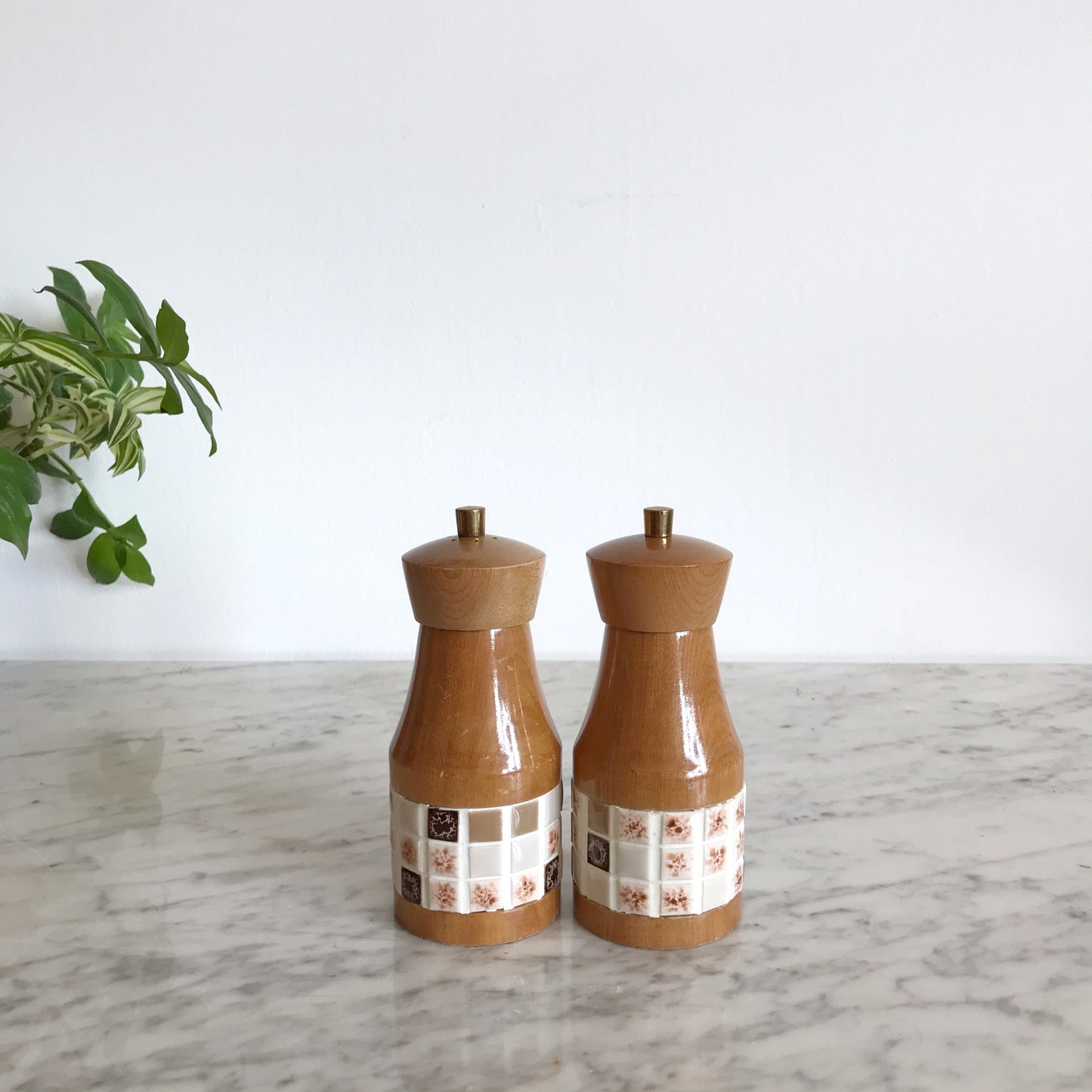 Vintage Mosaic S&P Shaker Set, Japan