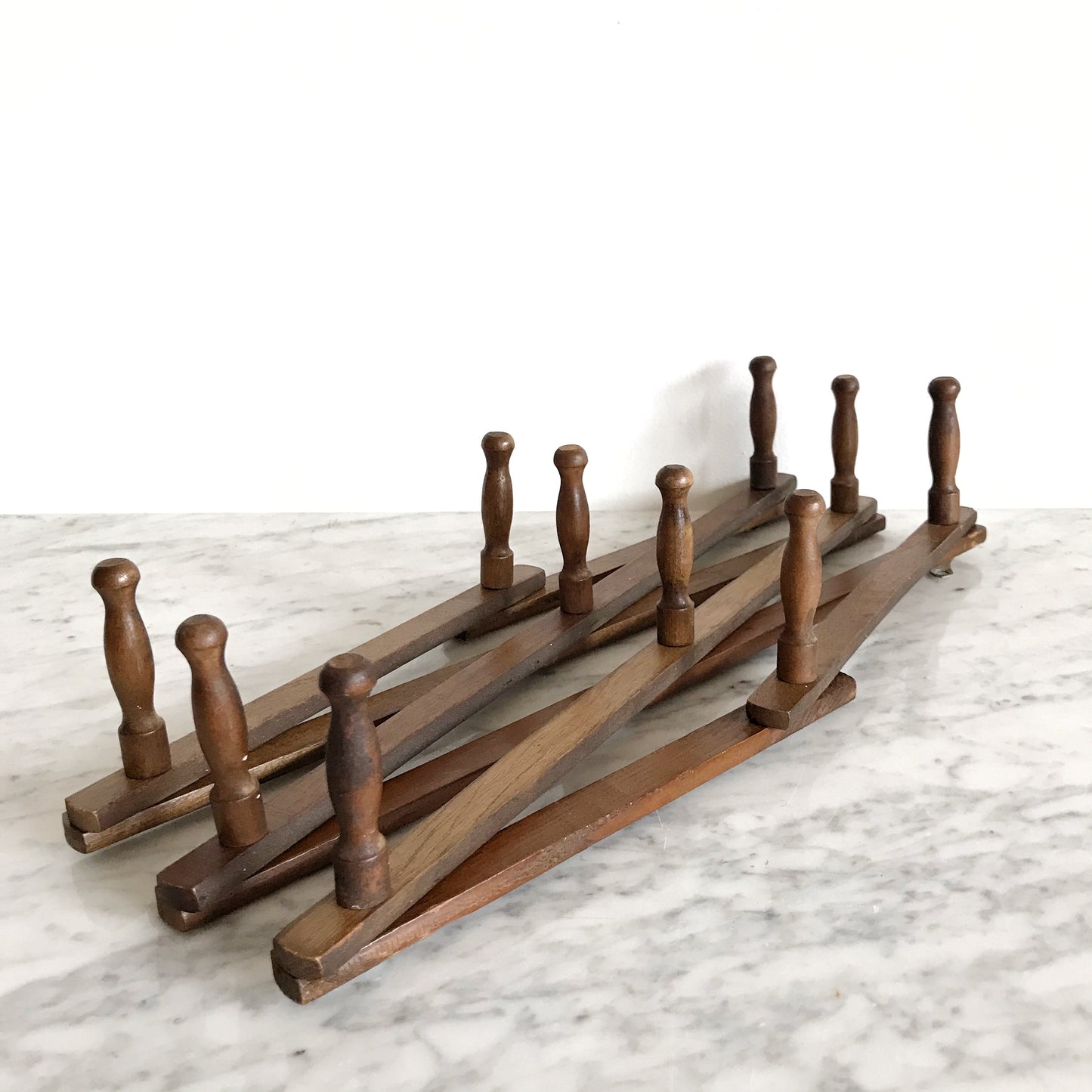 XL Vintage Wooden Accordion Peg Rack