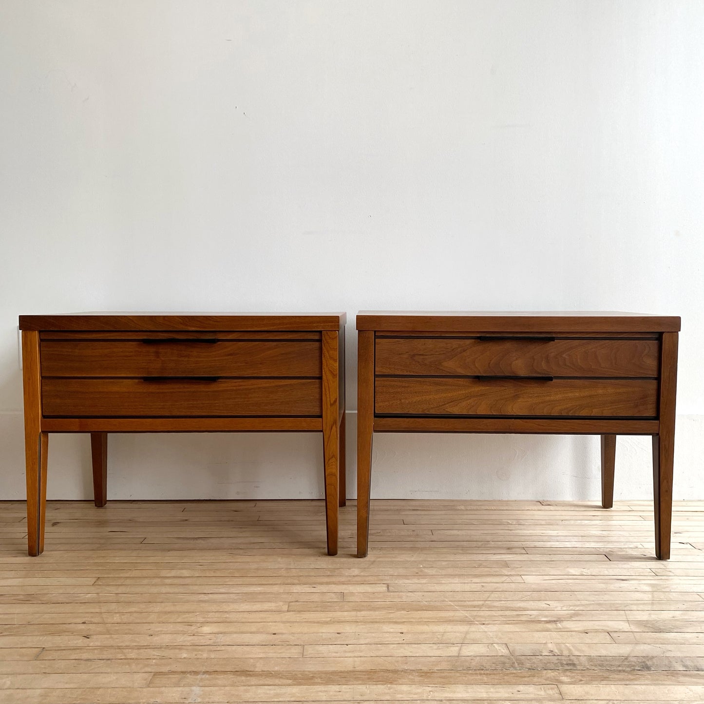 Pair of Vintage Lane Tuxedo Nightstands, Restored