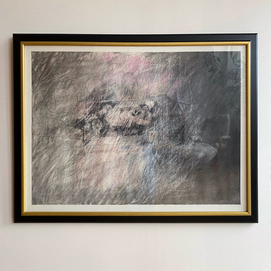 Large Original Vintage Abstract Drawing, (41” w x 31.75”)