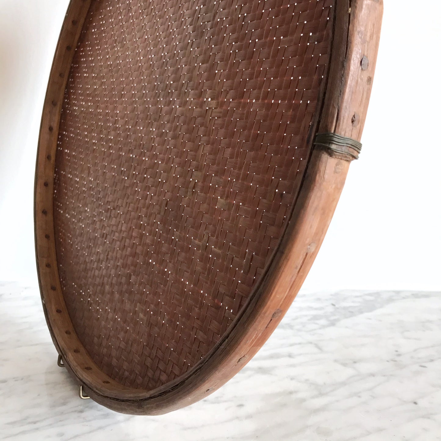 Vintage Round Woven Tray, 18"