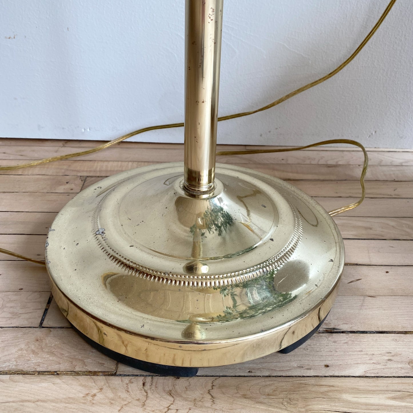 Vintage Brass Floor Lamp with Shade