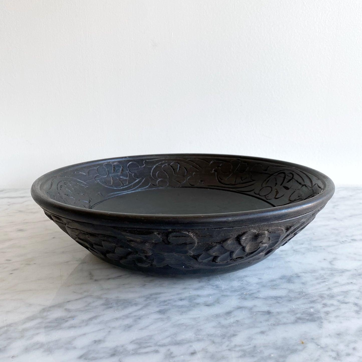 Found Decorative Carved Wood Bowl, Ebony
