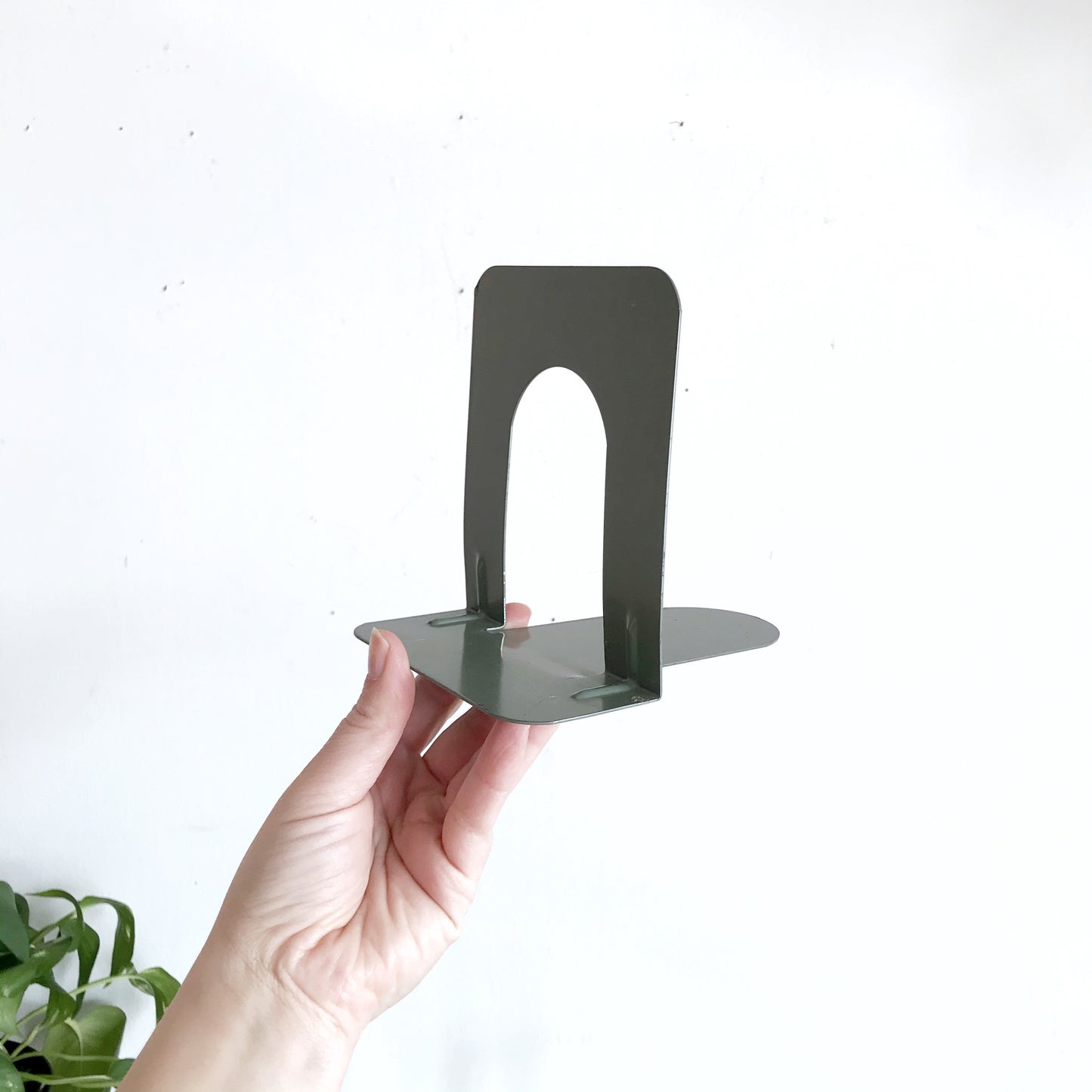 Set of 3 Vintage Metal Bookends, Sage