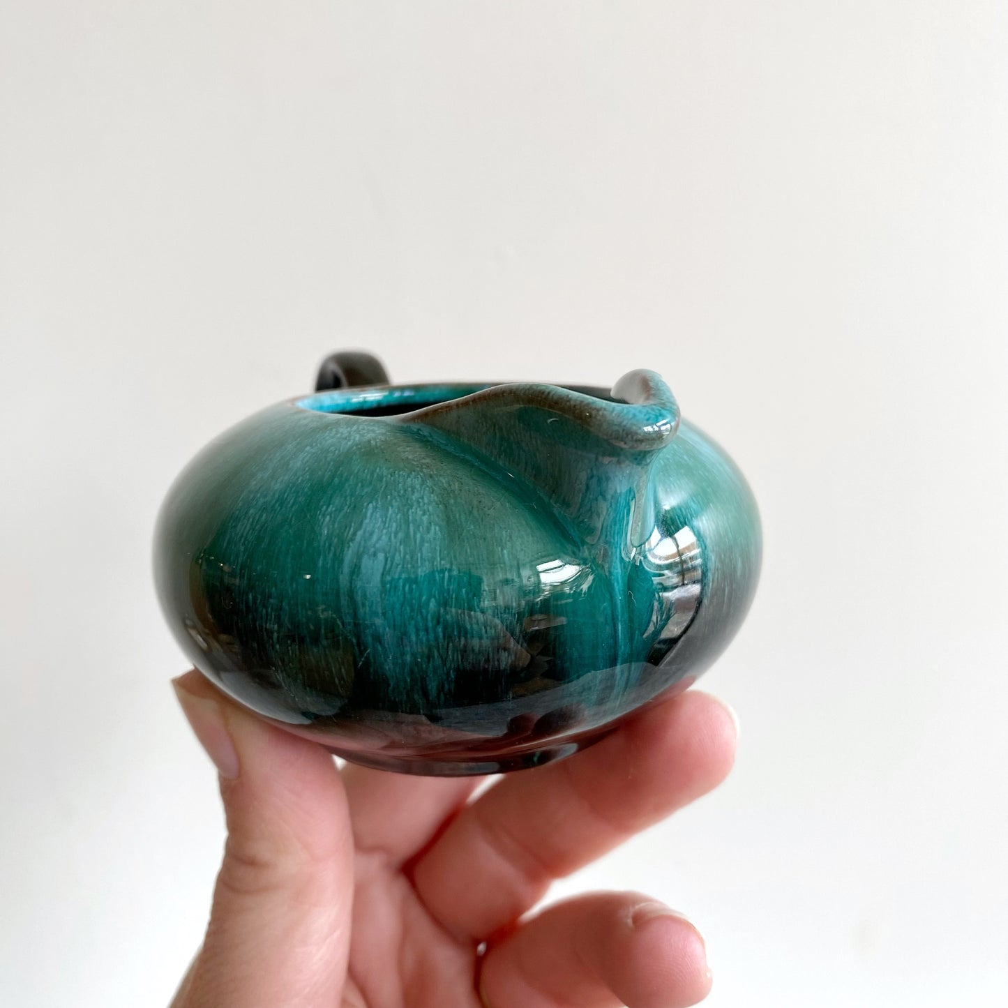 Set: Vintage Green Ceramic Cream Sugar